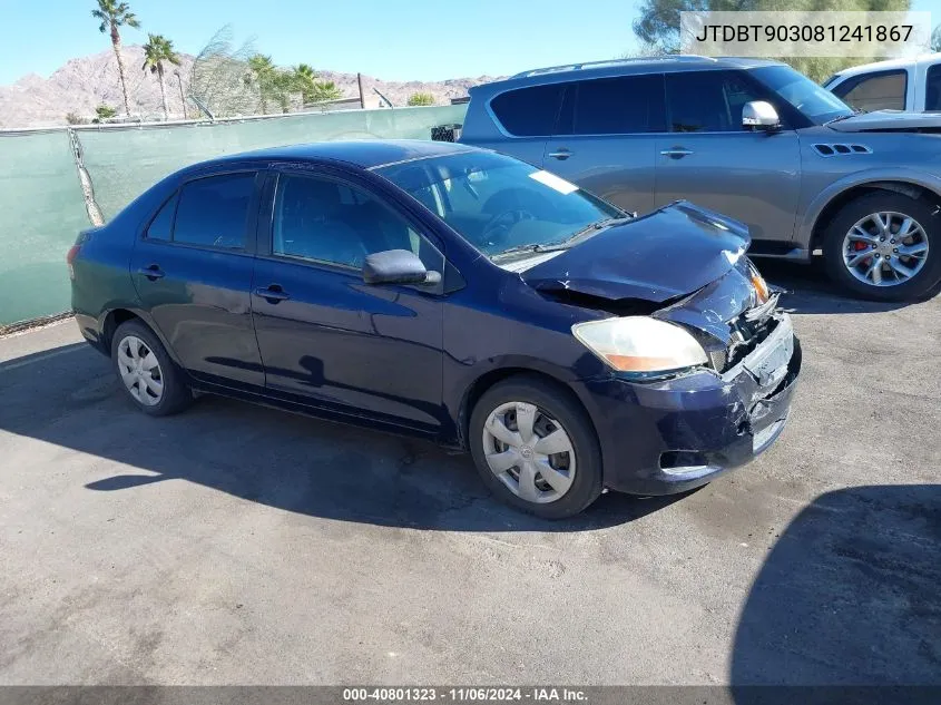 2008 Toyota Yaris VIN: JTDBT903081241867 Lot: 40801323