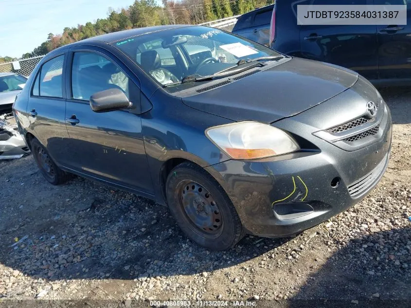 JTDBT923584031387 2008 Toyota Yaris