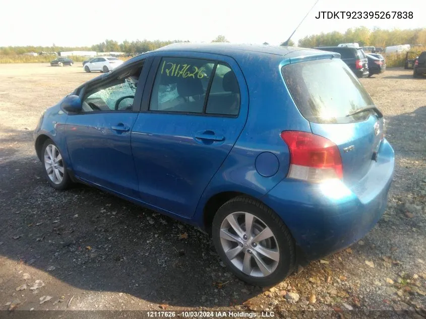 2009 Toyota Yaris VIN: JTDKT923395267838 Lot: 12117626