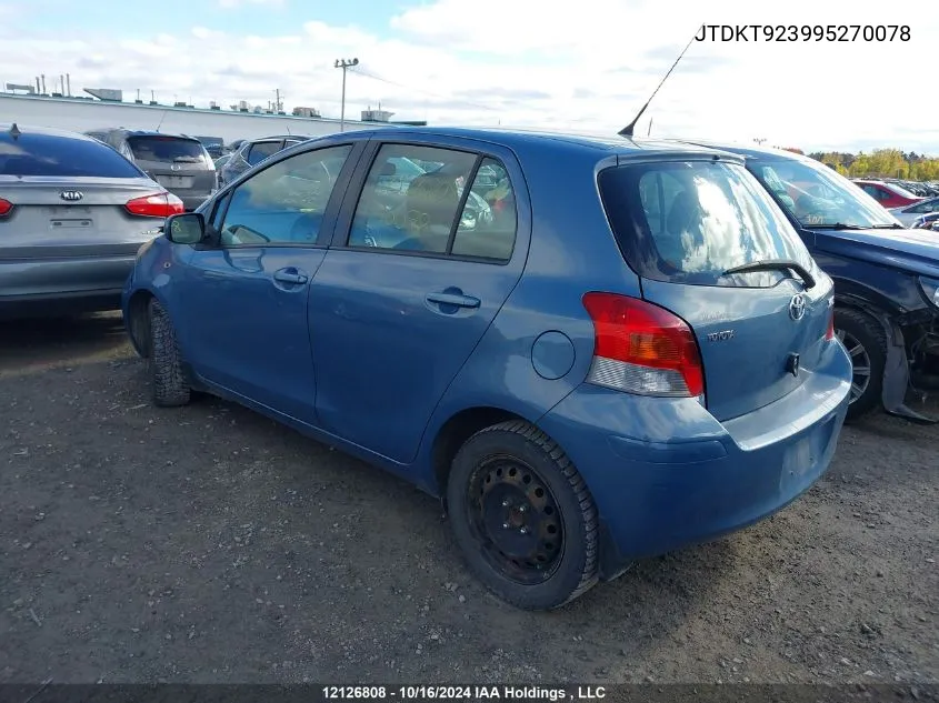 2009 Toyota Yaris VIN: JTDKT923995270078 Lot: 12126808