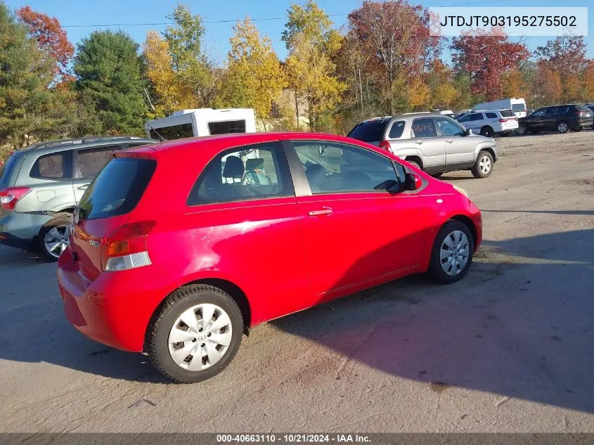 2009 Toyota Yaris VIN: JTDJT903195275502 Lot: 40663110