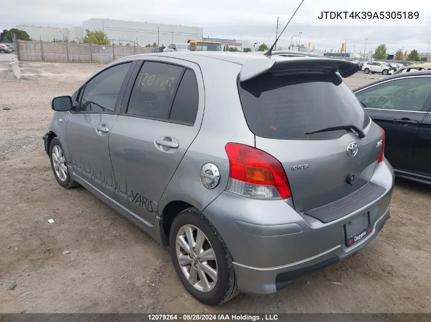 2010 Toyota Yaris VIN: JTDKT4K39A5305189 Lot: 12079264