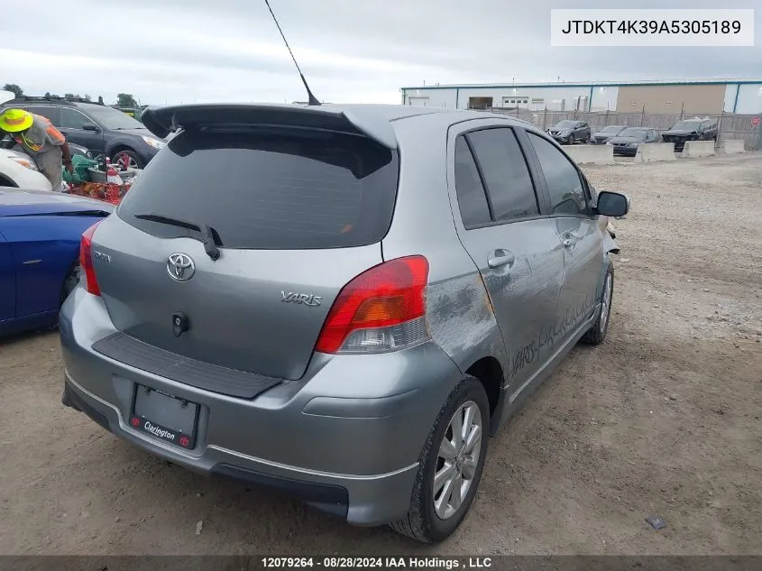 2010 Toyota Yaris VIN: JTDKT4K39A5305189 Lot: 12079264