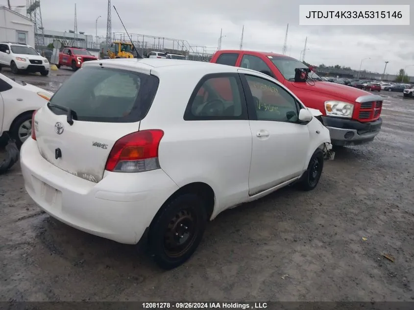 2010 Toyota Yaris VIN: JTDJT4K33A5315146 Lot: 12081278