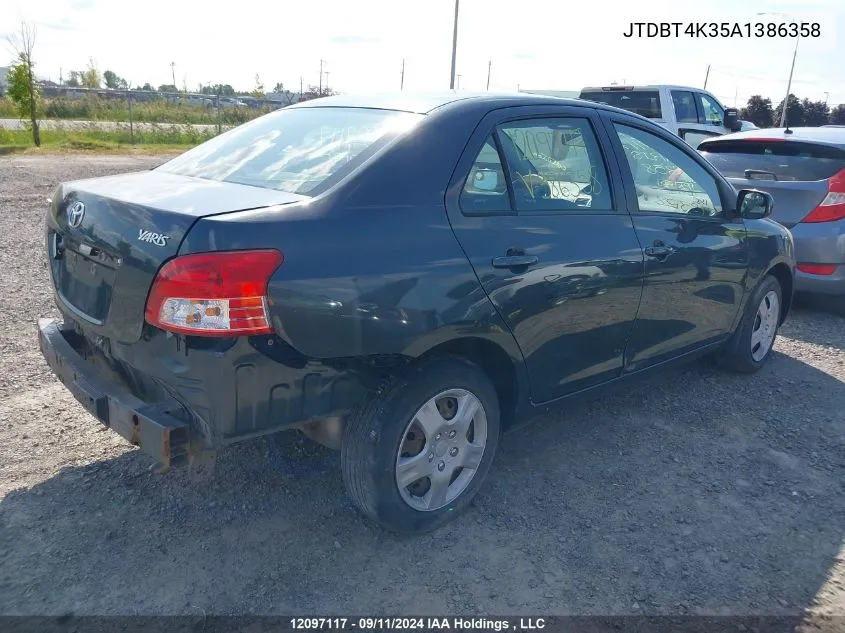 2010 Toyota Yaris VIN: JTDBT4K35A1386358 Lot: 12097117