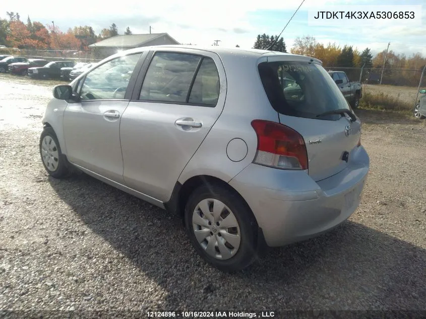 2010 Toyota Yaris Le VIN: JTDKT4K3XA5306853 Lot: 12124896