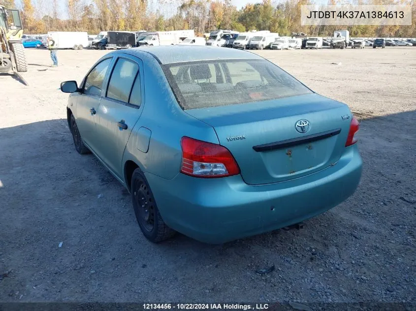 2010 Toyota Yaris VIN: JTDBT4K37A1384613 Lot: 12134456