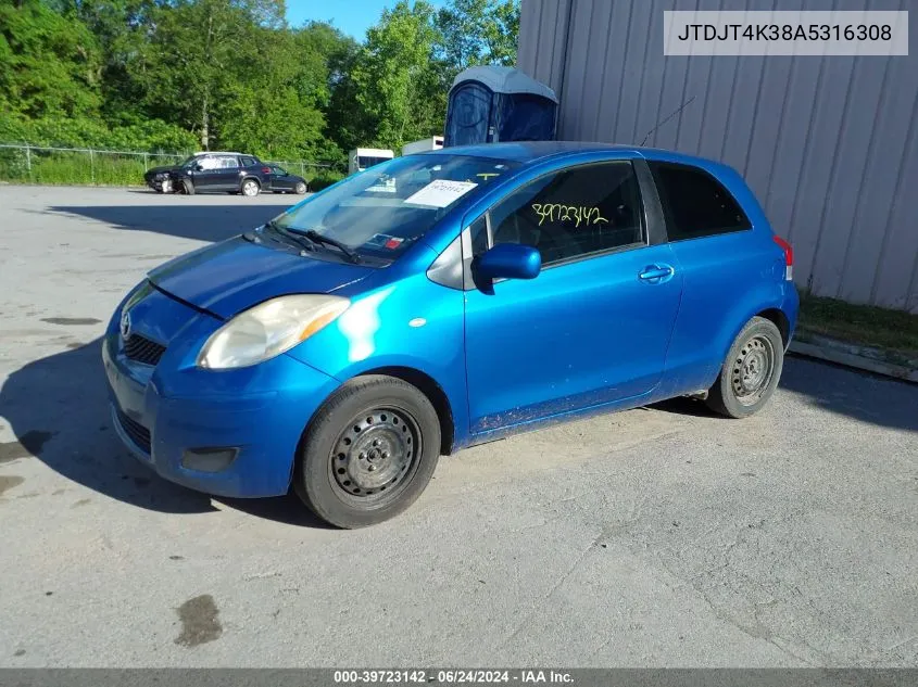 JTDJT4K38A5316308 2010 Toyota Yaris