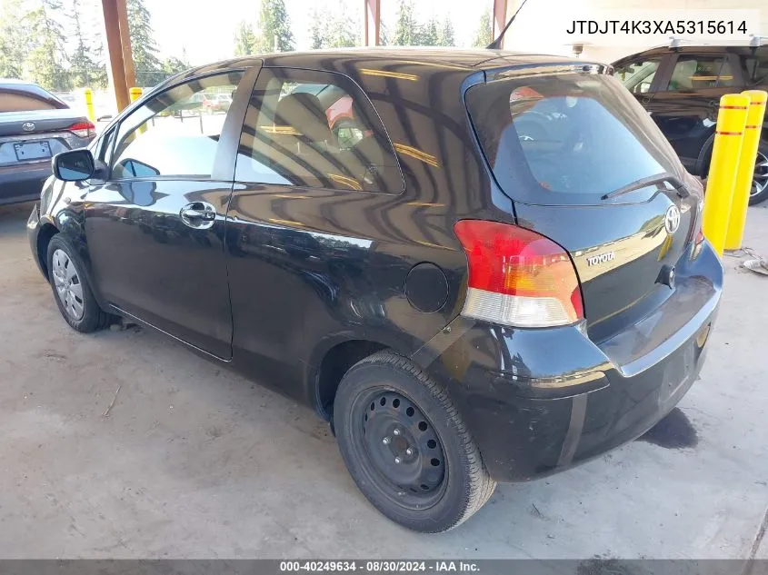 JTDJT4K3XA5315614 2010 Toyota Yaris