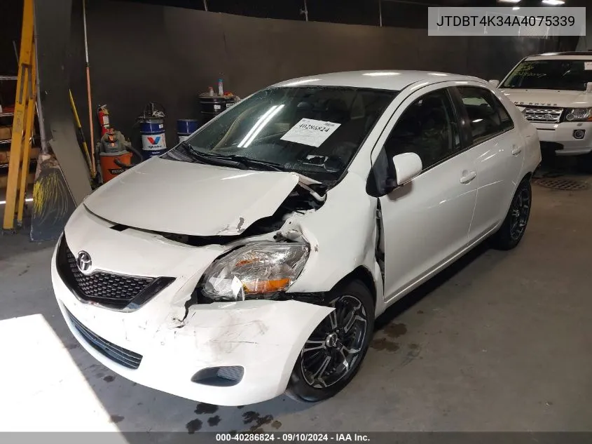 2010 Toyota Yaris VIN: JTDBT4K34A4075339 Lot: 40286824