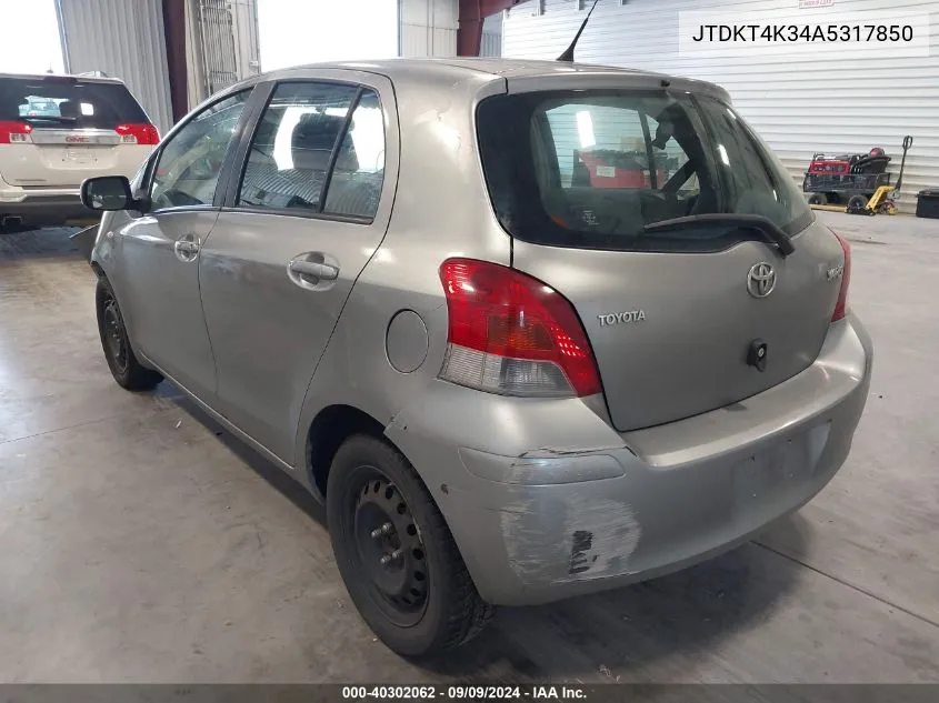 JTDKT4K34A5317850 2010 Toyota Yaris