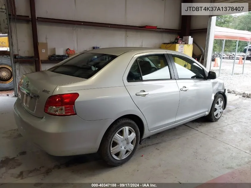 2010 Toyota Yaris VIN: JTDBT4K37A1378407 Lot: 40347188