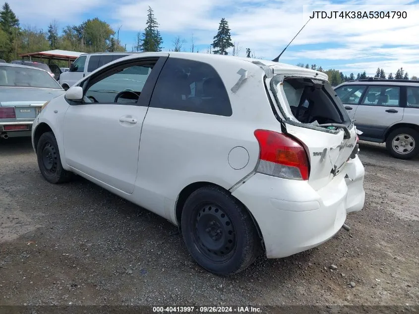 2010 Toyota Yaris VIN: JTDJT4K38A5304790 Lot: 40413997