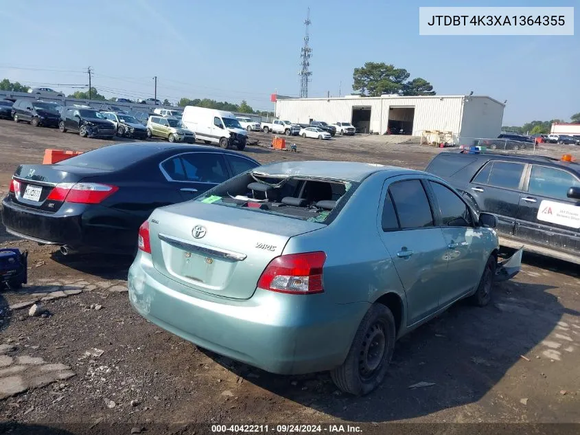 2010 Toyota Yaris VIN: JTDBT4K3XA1364355 Lot: 40422211