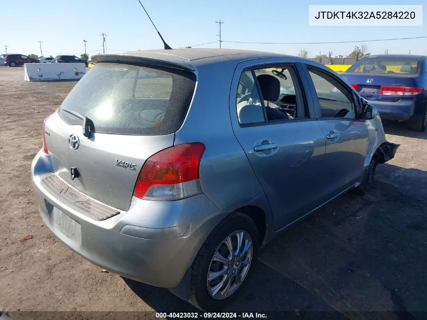 2010 Toyota Yaris VIN: JTDKT4K32A5284220 Lot: 40423032