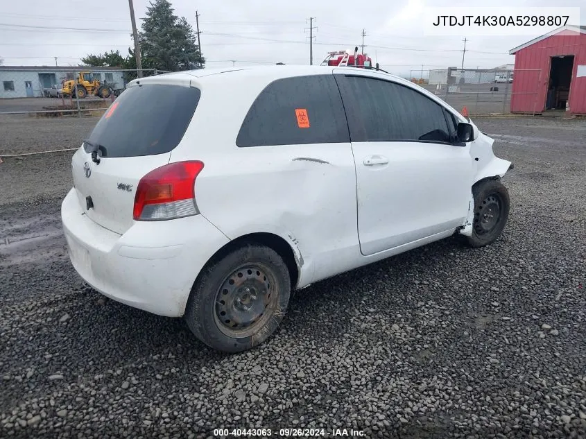 2010 Toyota Yaris VIN: JTDJT4K30A5298807 Lot: 40443063