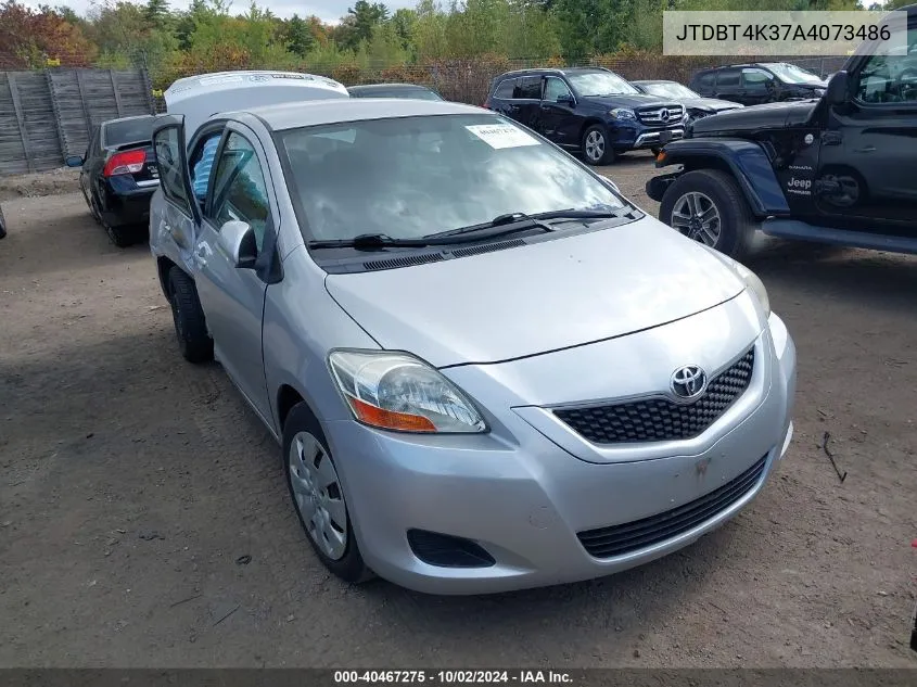 2010 Toyota Yaris VIN: JTDBT4K37A4073486 Lot: 40467275