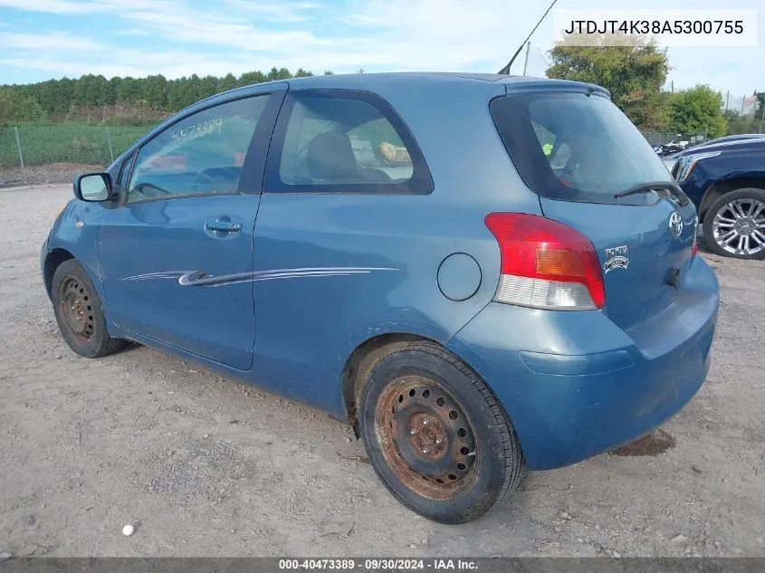 2010 Toyota Yaris VIN: JTDJT4K38A5300755 Lot: 40473389