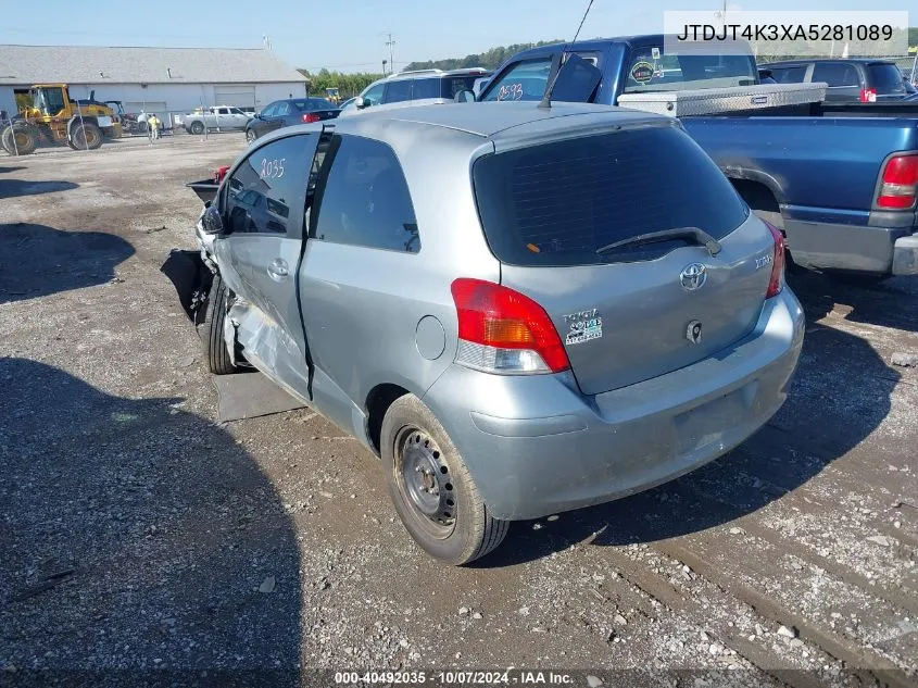 2010 Toyota Yaris VIN: JTDJT4K3XA5281089 Lot: 40492035