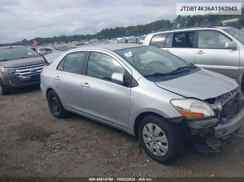 2010 Toyota Yaris VIN: JTDBT4K36A1362943 Lot: 40514760