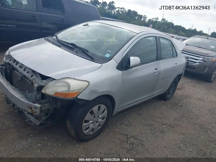 2010 Toyota Yaris VIN: JTDBT4K36A1362943 Lot: 40514760