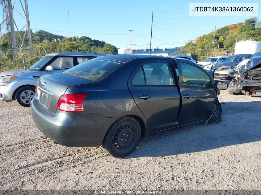 2010 Toyota Yaris VIN: JTDBT4K38A1360062 Lot: 40535408