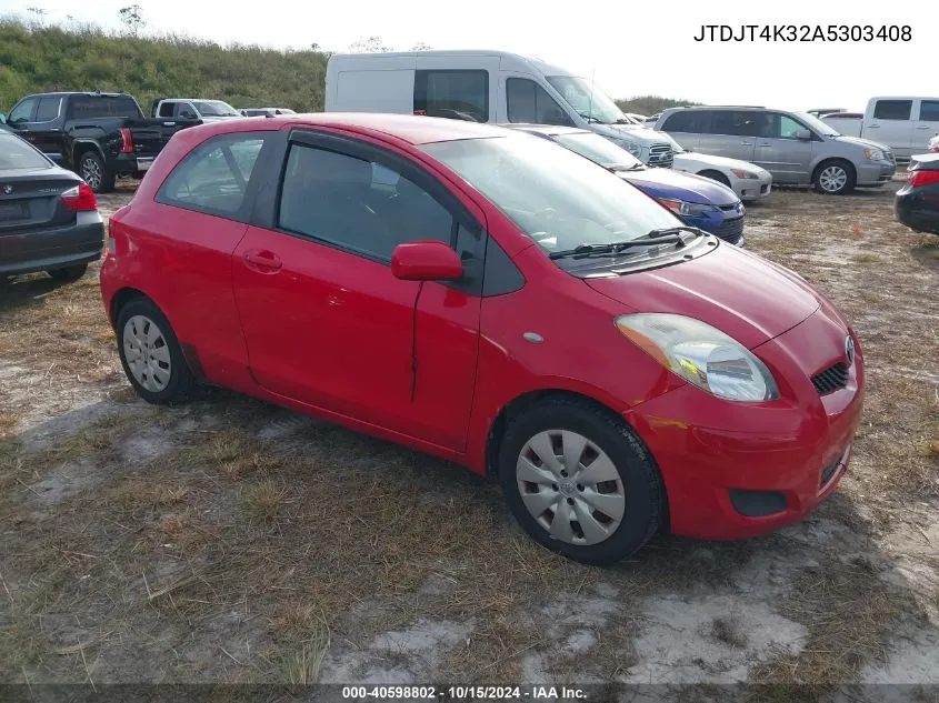 2010 Toyota Yaris VIN: JTDJT4K32A5303408 Lot: 40598802