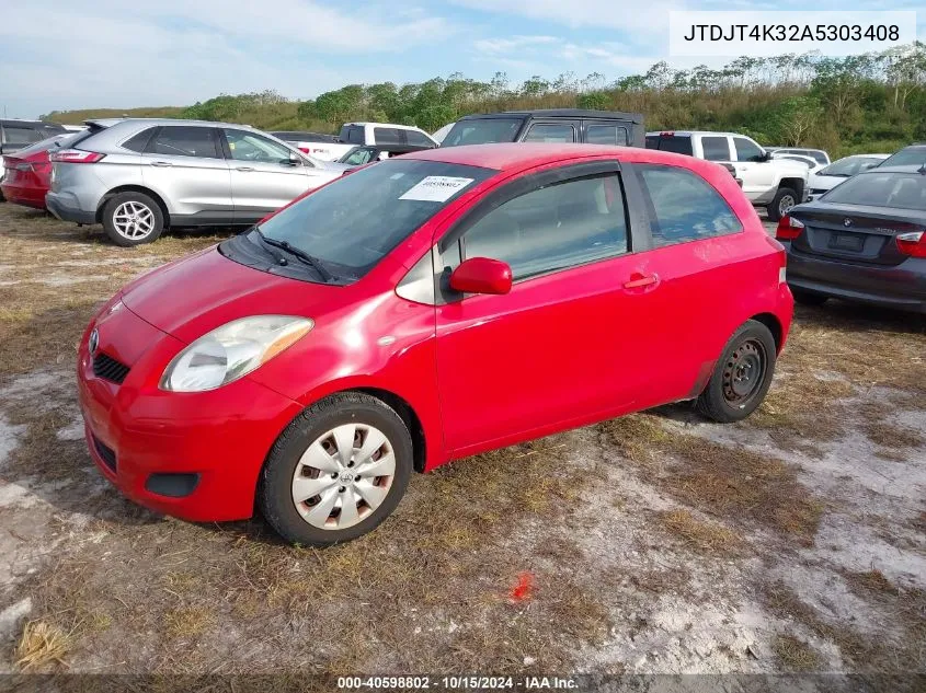 2010 Toyota Yaris VIN: JTDJT4K32A5303408 Lot: 40598802