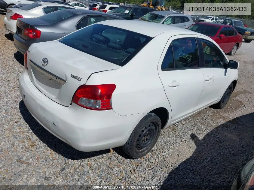 2010 Toyota Yaris VIN: JTDBT4K35A1362433 Lot: 40612528