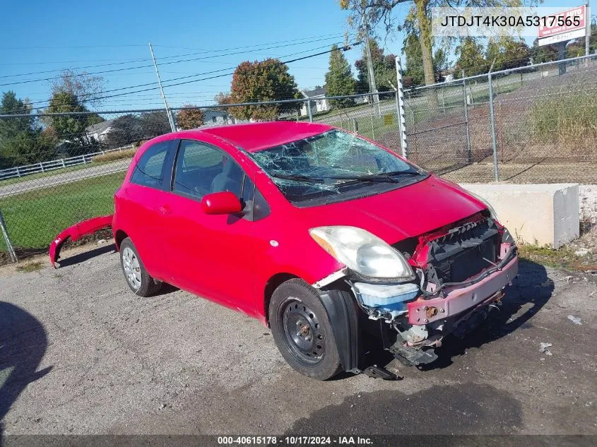 2010 Toyota Yaris VIN: JTDJT4K30A5317565 Lot: 40615178