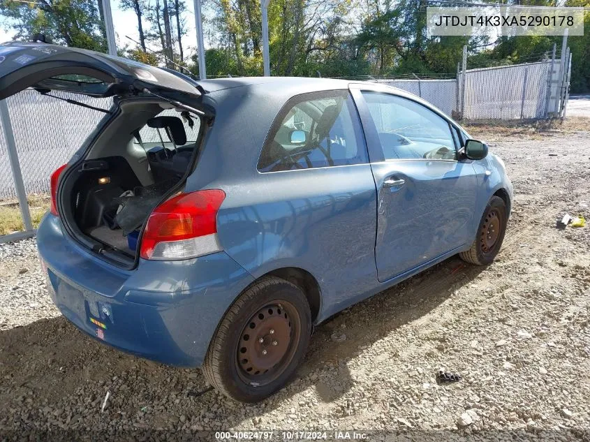 2010 Toyota Yaris VIN: JTDJT4K3XA5290178 Lot: 40624797