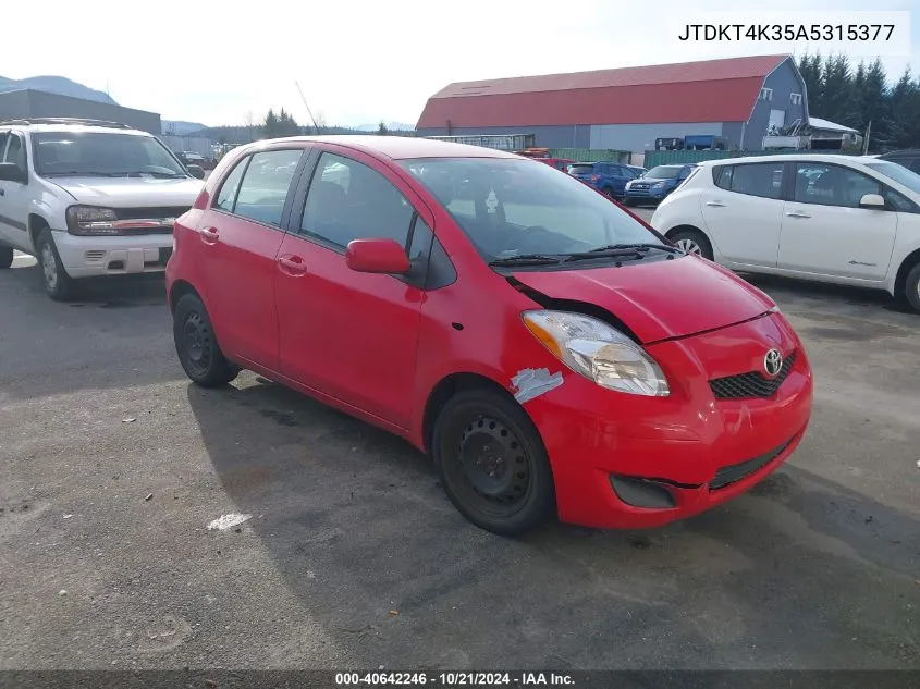 2010 Toyota Yaris VIN: JTDKT4K35A5315377 Lot: 40642246