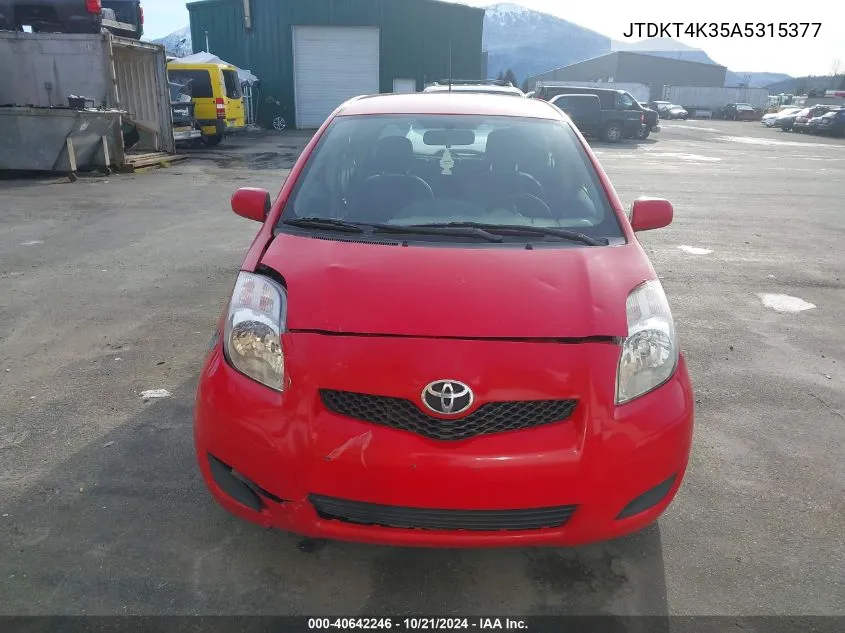 2010 Toyota Yaris VIN: JTDKT4K35A5315377 Lot: 40642246