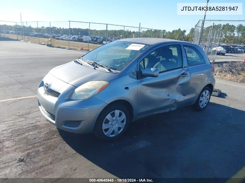 2010 Toyota Yaris VIN: JTDJT4K38A5281947 Lot: 40645945