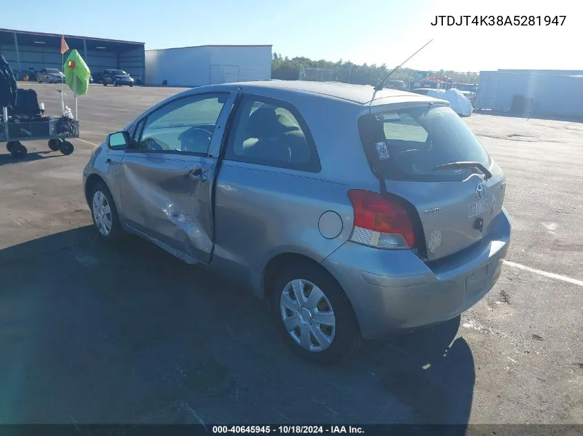 2010 Toyota Yaris VIN: JTDJT4K38A5281947 Lot: 40645945