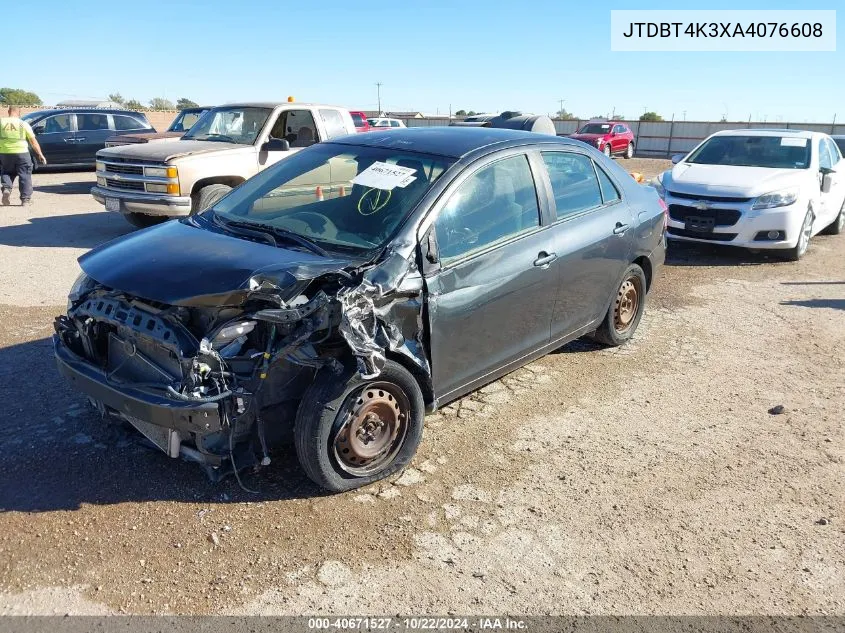 2010 Toyota Yaris VIN: JTDBT4K3XA4076608 Lot: 40671527