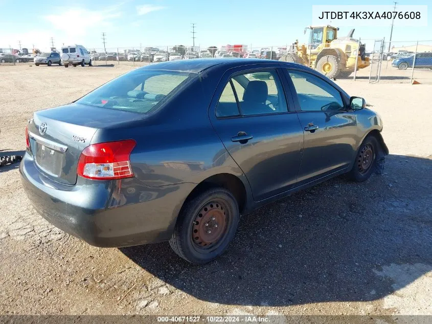 2010 Toyota Yaris VIN: JTDBT4K3XA4076608 Lot: 40671527