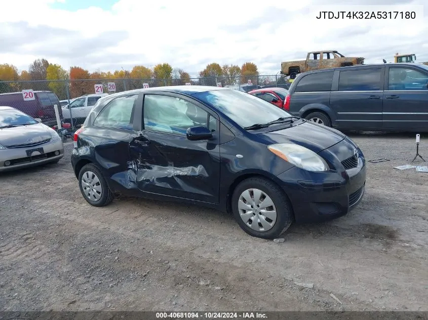 2010 Toyota Yaris VIN: JTDJT4K32A5317180 Lot: 40681094