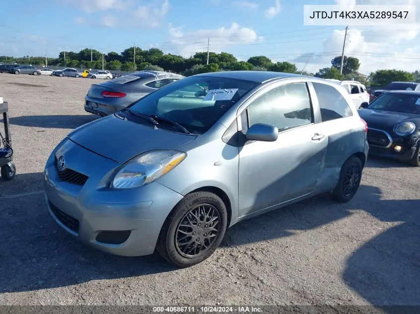 2010 Toyota Yaris VIN: JTDJT4K3XA5289547 Lot: 40686711