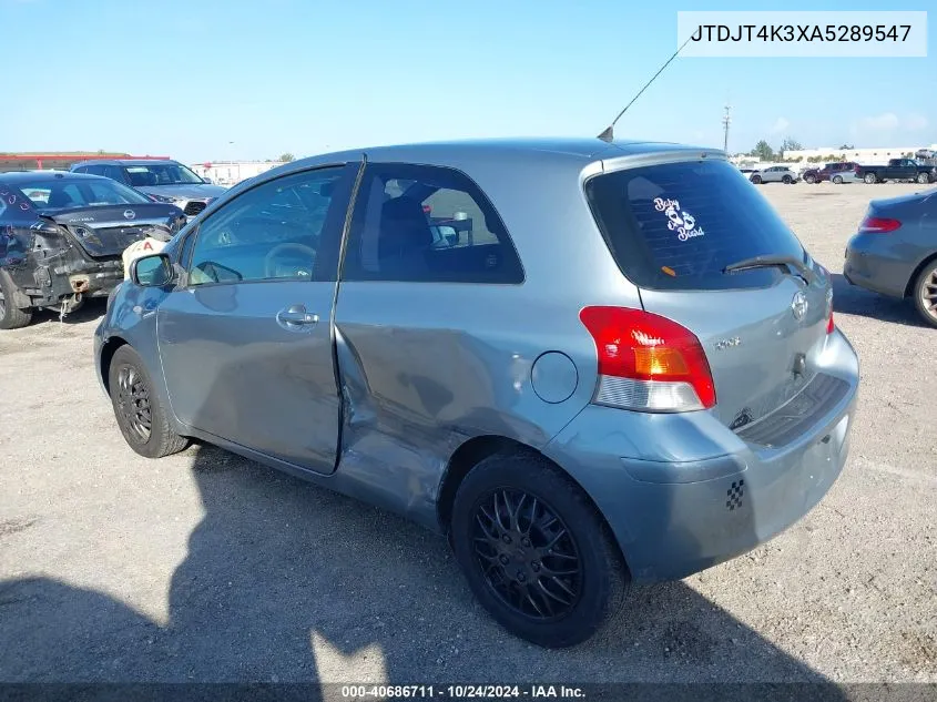 2010 Toyota Yaris VIN: JTDJT4K3XA5289547 Lot: 40686711