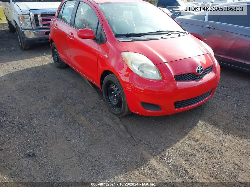 2010 Toyota Yaris VIN: JTDKT4K33A5286803 Lot: 40732571