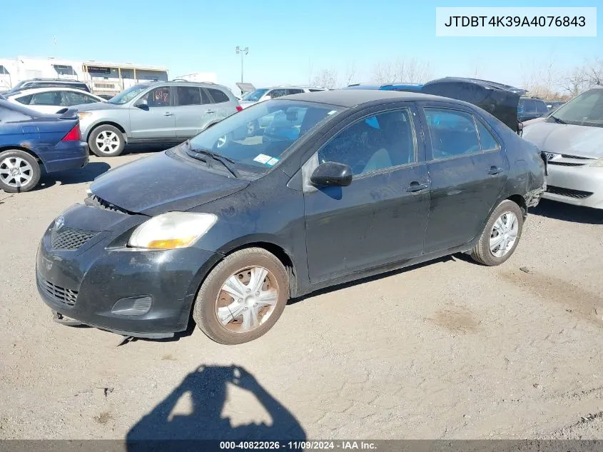 2010 Toyota Yaris VIN: JTDBT4K39A4076843 Lot: 40822026