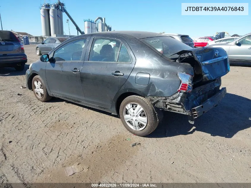 2010 Toyota Yaris VIN: JTDBT4K39A4076843 Lot: 40822026