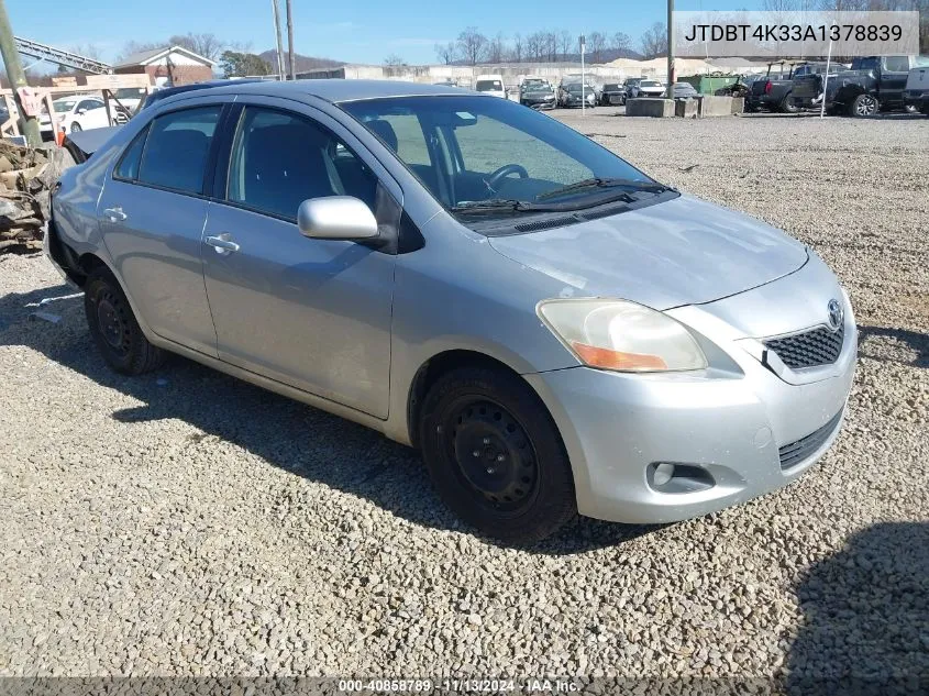 2010 Toyota Yaris VIN: JTDBT4K33A1378839 Lot: 40858789