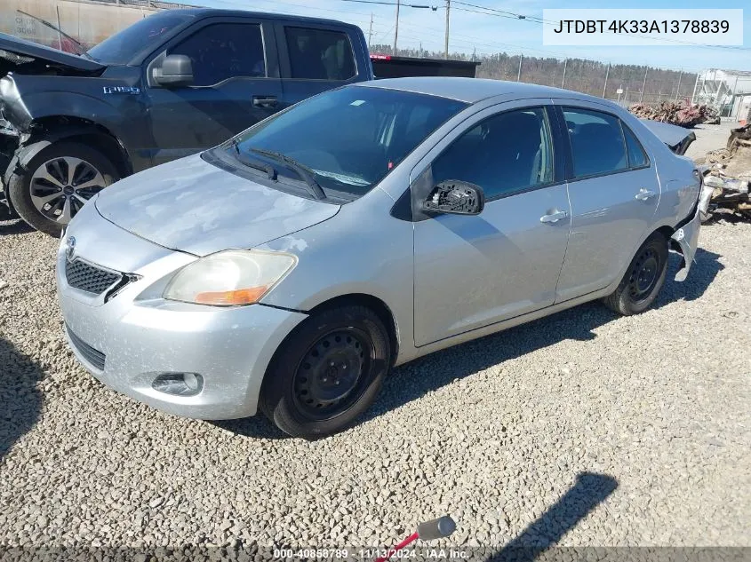 2010 Toyota Yaris VIN: JTDBT4K33A1378839 Lot: 40858789