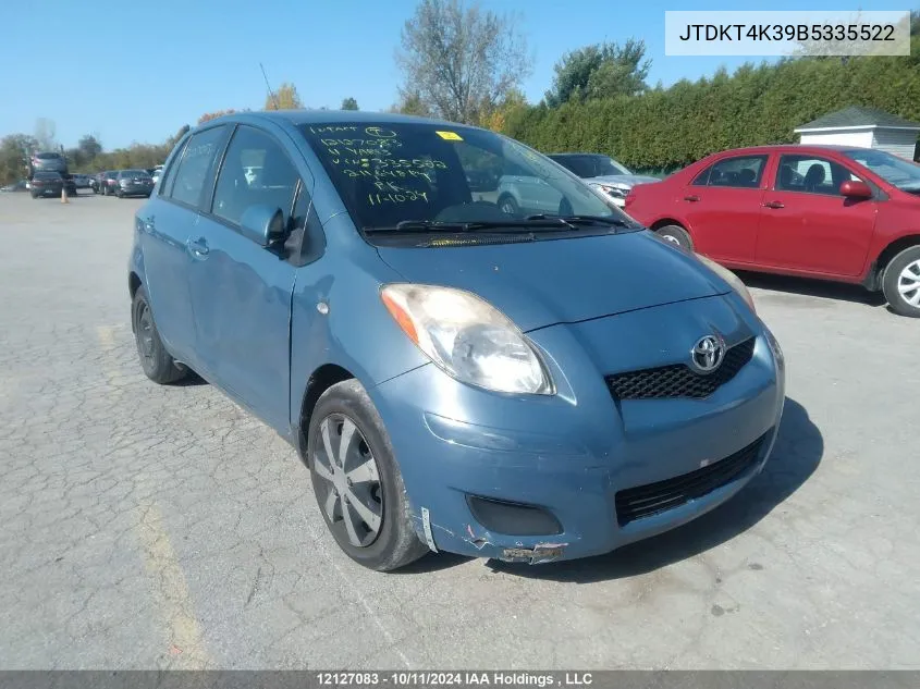 2011 Toyota Yaris VIN: JTDKT4K39B5335522 Lot: 12127083