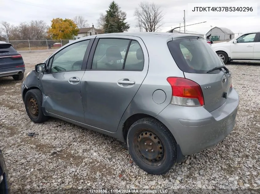 2011 Toyota Yaris Le VIN: JTDKT4K37B5340296 Lot: 12133836