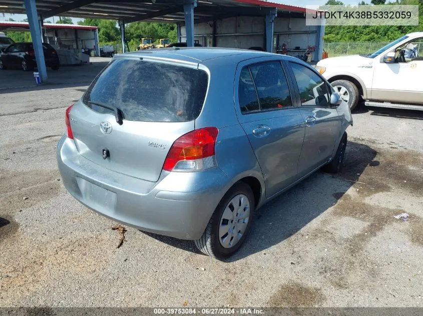 2011 Toyota Yaris VIN: JTDKT4K38B5332059 Lot: 39753084