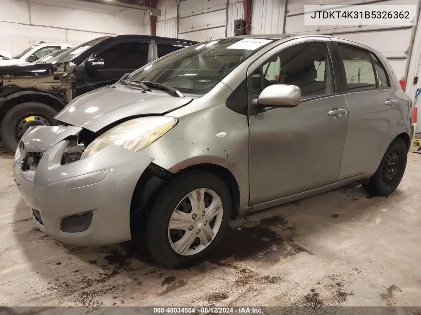 2011 Toyota Yaris VIN: JTDKT4K31B5326362 Lot: 40034054