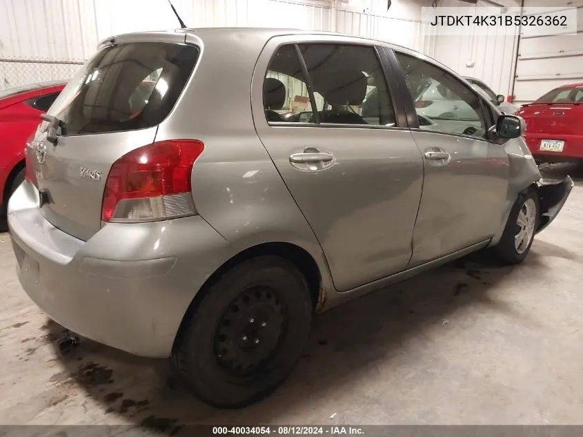 JTDKT4K31B5326362 2011 Toyota Yaris